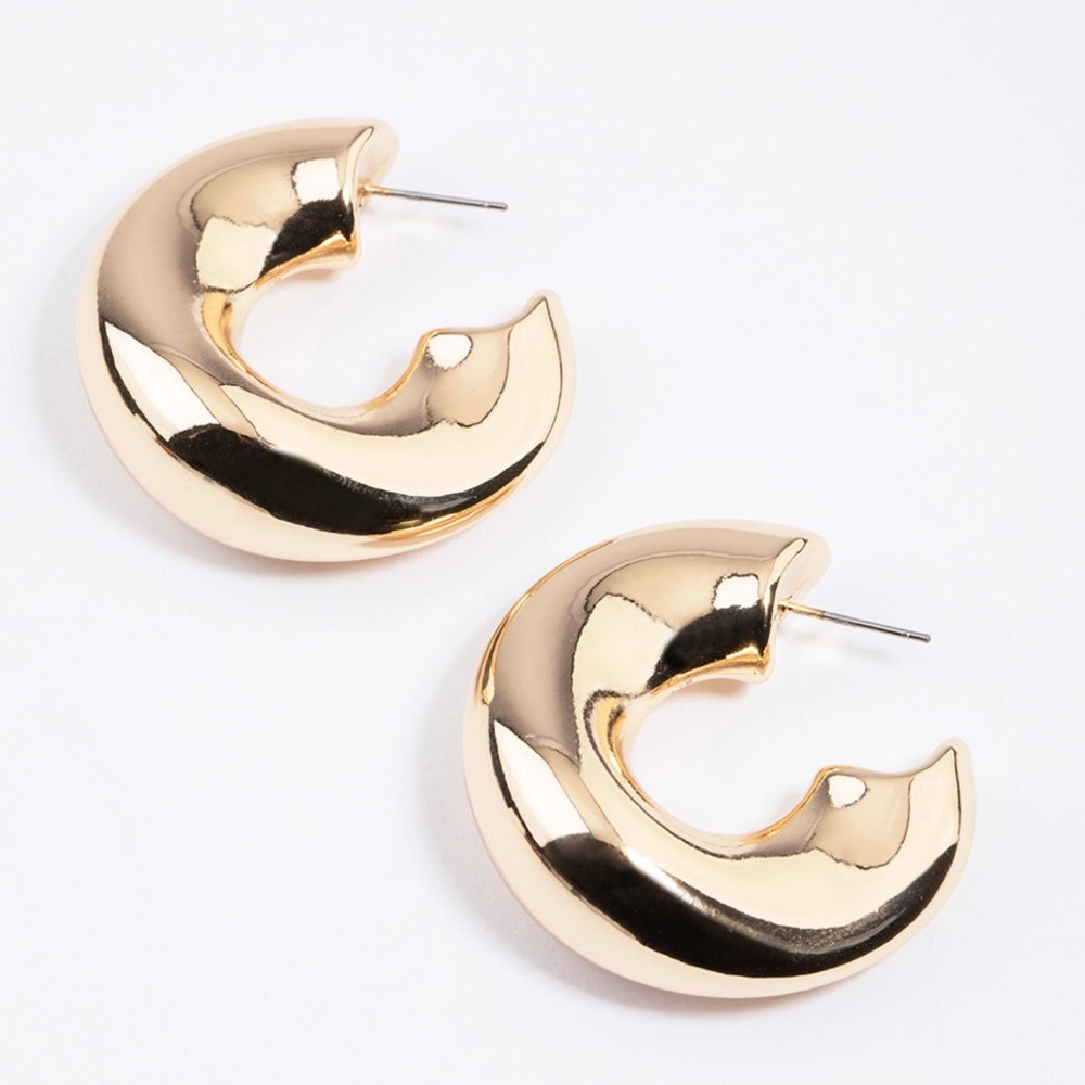 House of Harlow 1960 Sculpted Gold Crescent Hoop Earrings